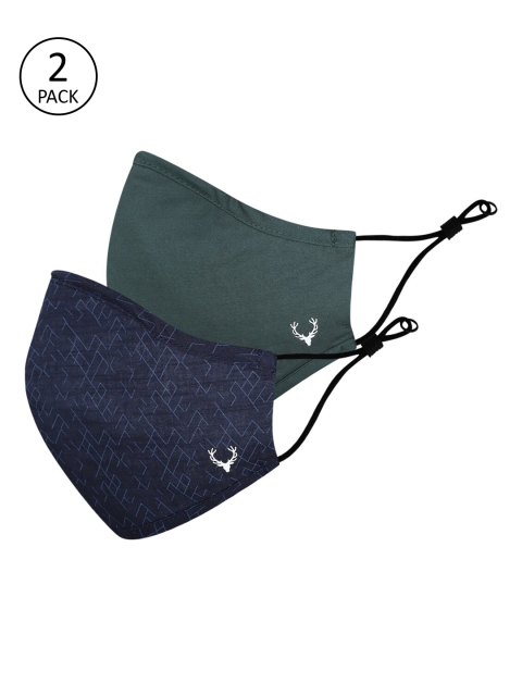 

Allen Solly Men Pack Of 2 3-Ply Pure Cotton Protective Outdoor Masks, Green
