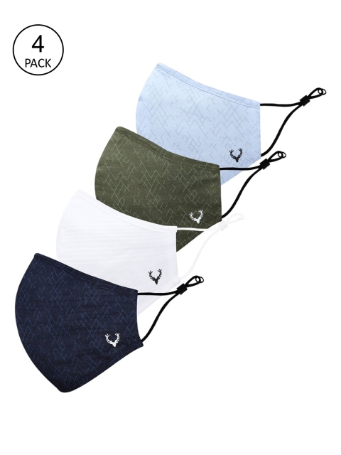 

Allen Solly Men Pack Of 4 3-Ply Pure Cotton Protective Outdoor Masks, Blue