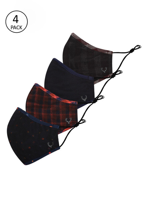 

Allen Solly Men Pack Of 4 7 Ply Pure Cotton Protective Outdoor Masks, Black