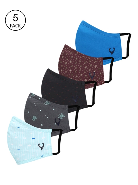 

Allen Solly Junior Unisex Kids Pack Of 5 Printed 3-Ply Pure Cotton Protective Outdoor Masks, Blue