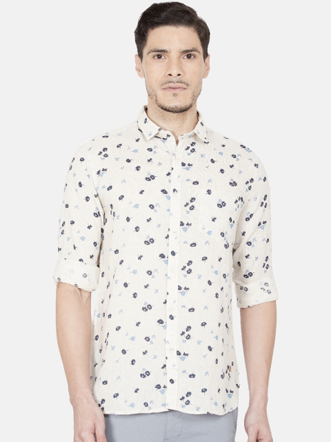 

Oxemberg Men Beige Slim Fit Floral Opaque Printed Casual Shirt