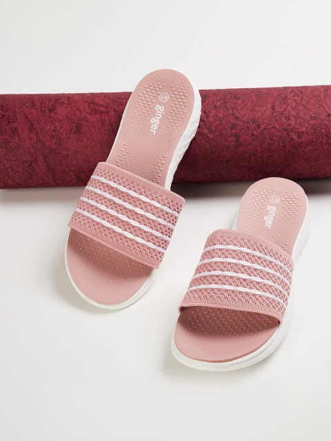 

Ginger by Lifestyle Women Pink & White Striped Sliders