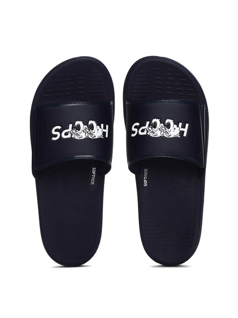 

Puma Men Navy Blue & White Softride Basketball Sliders