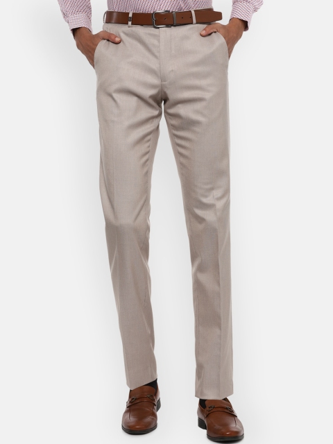 

Van Heusen Men Beige Textured Slim Fit Formal Trousers