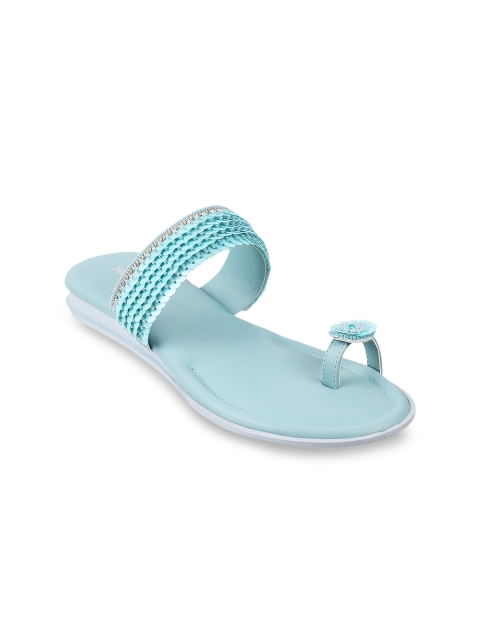 

Mochi Women Blue Embellished One Toe Flats