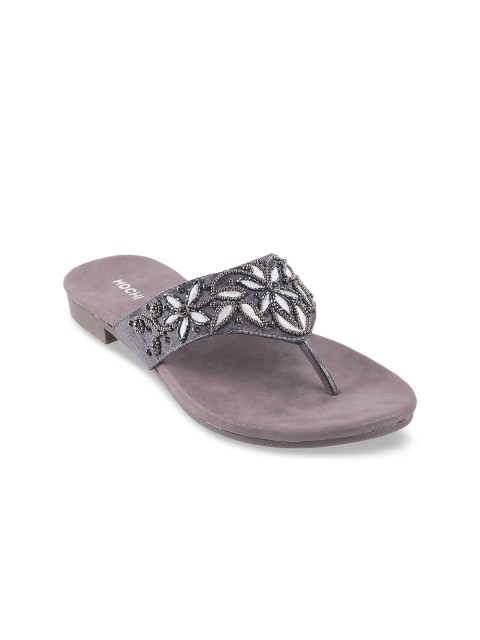 

Mochi Women Grey Colourblocked Open Toe Flats with Embroidery