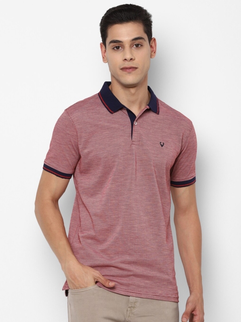 

Allen Solly Men Red & Navy Blue Striped Polo Collar T-shirt