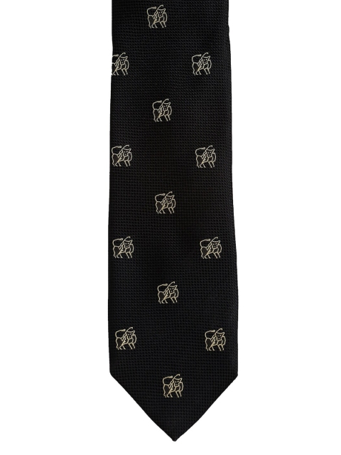 

Alvaro Castagnino Men Black & Gold-Toned Woven Design Skinny Tie