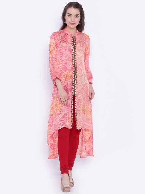 

Soch Outlet Pink Printed Chiffon High-Low Kurta