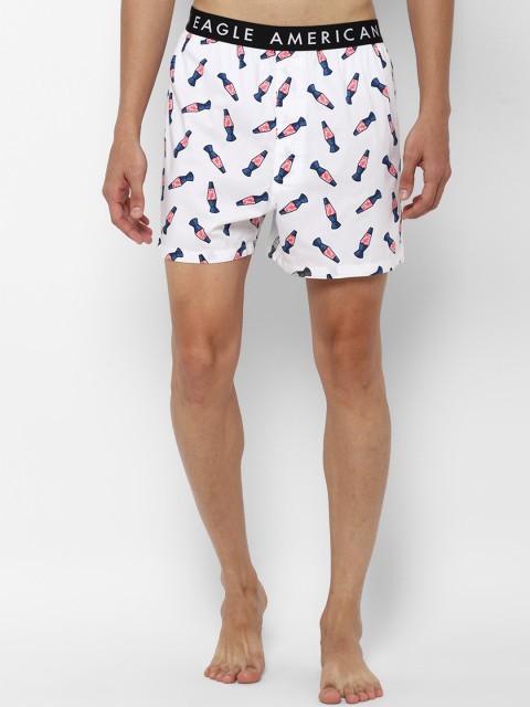 

AMERICAN EAGLE OUTFITTERS Men White & Blue Printed Boxer