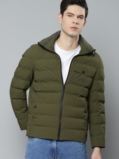 

Fort Collins Men Olive Green Solid Padded Jacket