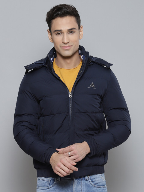 

Fort Collins Men Navy Blue Padded Jacket with Detachable Hood