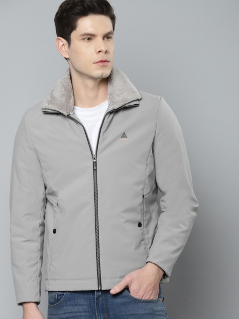 

Fort Collins Men Grey Solid Double Collar Padded Jacket