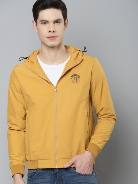 

Fort Collins Men Mustard Yellow Solid Hooded Tailored Jacket
