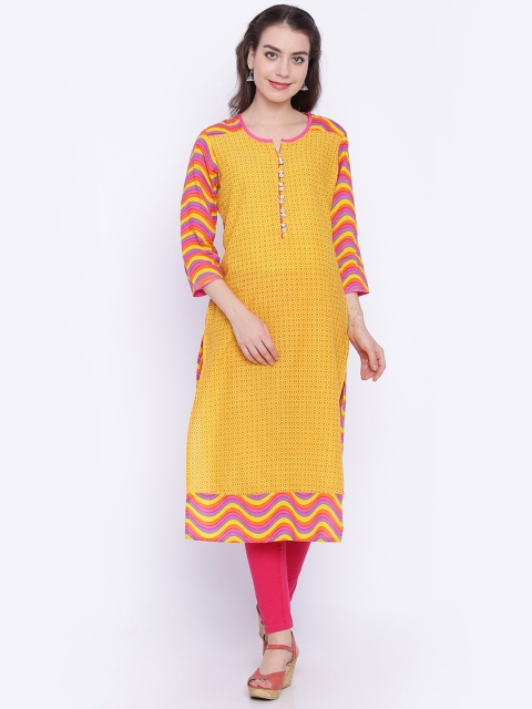 

Soch Outlet Yellow & Pink Printed Kurta