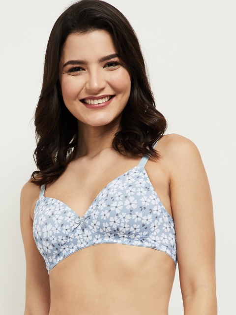 

max Blue & White Floral Printed Everyday Lightly Padded Bra