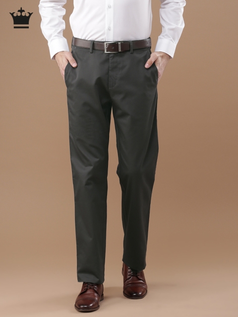 

Louis Philippe Men Charcoal Grey New Standard Fit Solid Formal Trousers