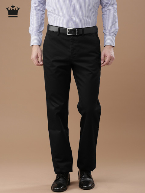 

Louis Philippe Men Black Standard Fit Solid Formal Trousers