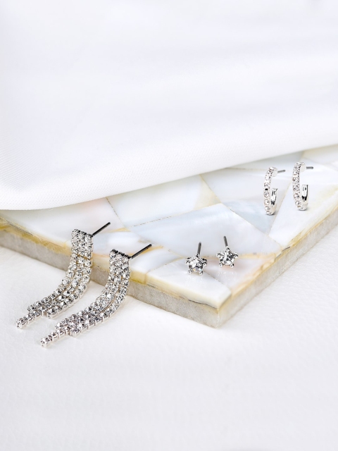 

Accessorize Set of 3 Silver-Toned Classic Drop Earrings
