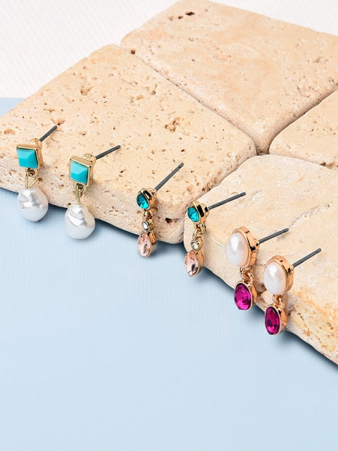 

Accessorize Set of 3 Contemporary Studs Earrings, Multi