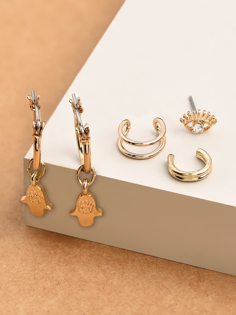 Accessorize Gold-Toned Contemporary Drop Earrings Combo