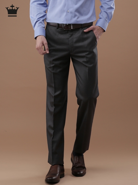

Louis Philippe Men Grey Classic Fit Solid Formal Trousers