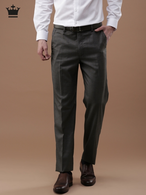 

Louis Philippe Men Grey Classic Fit Solid Formal Trousers