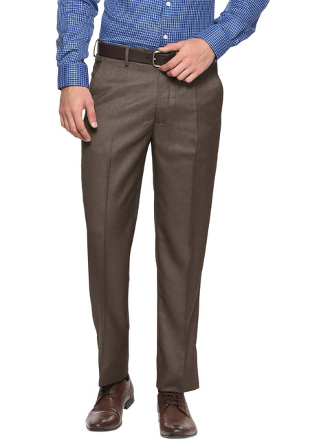 

Louis Philippe Men Brown Regular Fit Solid Formal Trousers