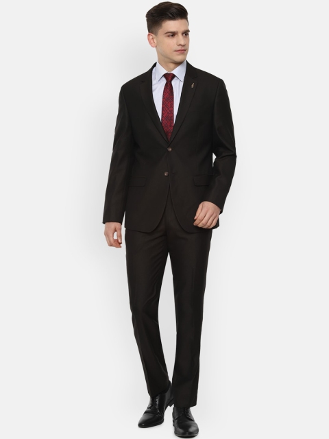 

Van Heusen Men Brown Self Design Slim-Fit Single-Breasted Two-Piece Formal Suit