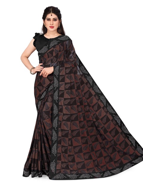 

KALINI Black & Brown Floral Woven Design Saree