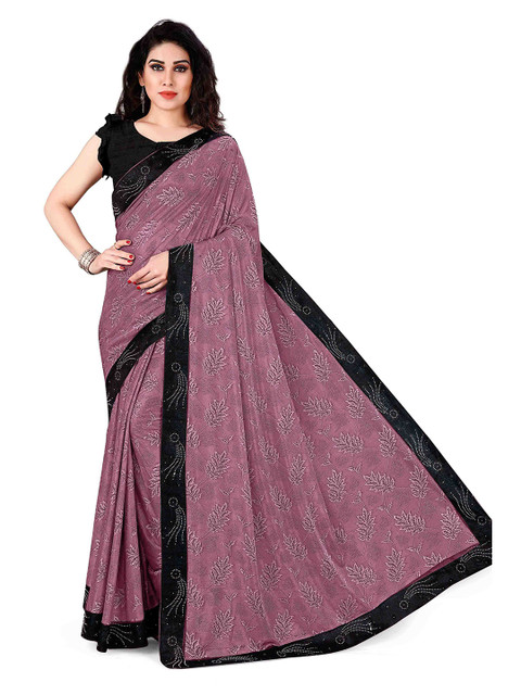 

KALINI Pink & Black Floral Woven Design Saree