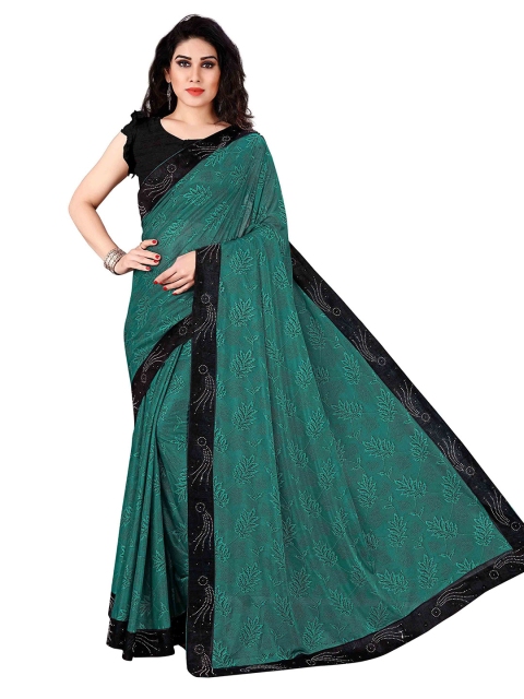 

KALINI Teal & Black Floral Woven Design Saree