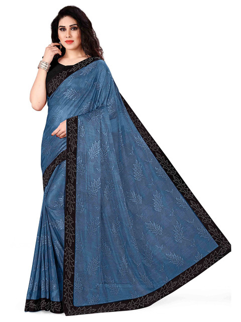 

KALINI Blue & Black Floral Woven Design Saree