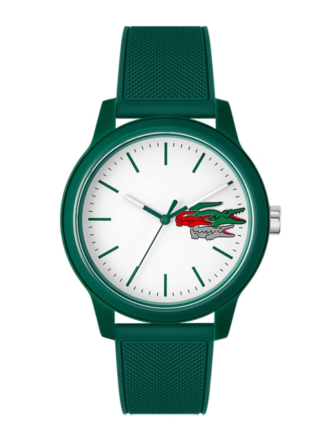 

Lacoste Men Green Brass Printed Dial & White Straps Analogue Watch - 2011135