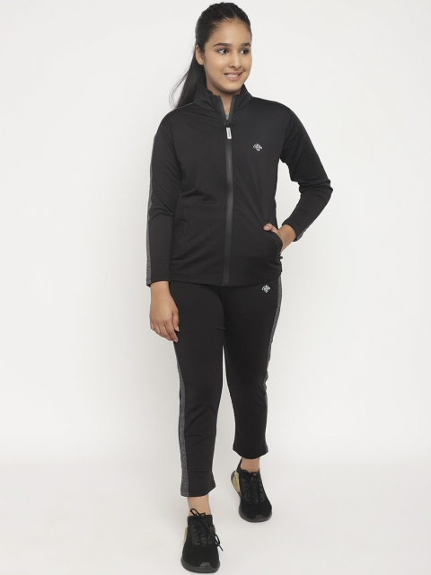 

CHIMPRALA Girls Black & Grey Solid Comfort-Fit Tracksuit