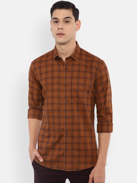 

Louis Philippe Sport Men Brown Slim Fit Opaque Checked Pure Cotton Casual Shirt