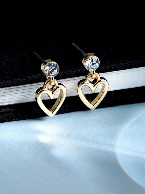 

Accessorize Gold-Toned Heart Shaped Drop Earrings