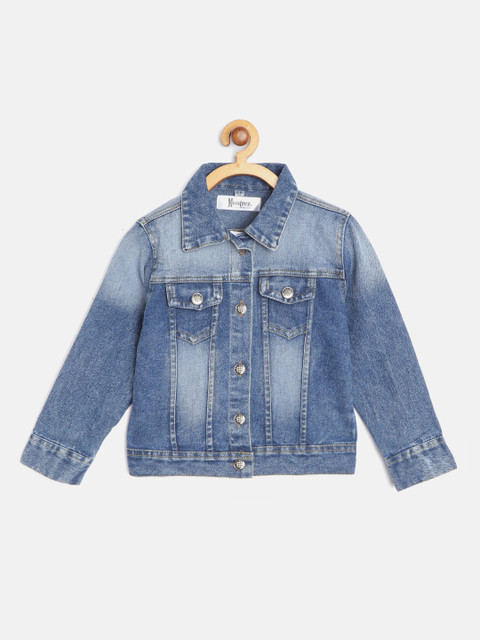 

MONTREZ Girls Blue Washed Lightweight Cotton Denim Jacket