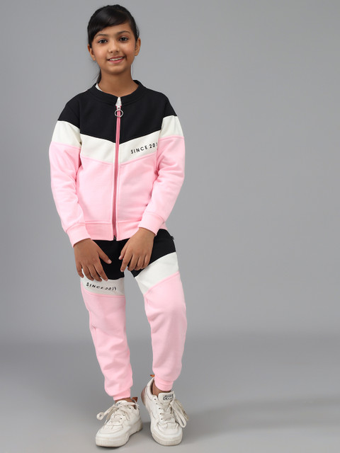 

Nick and Jones Girls Pink & Black Colourblocked Tracksuit