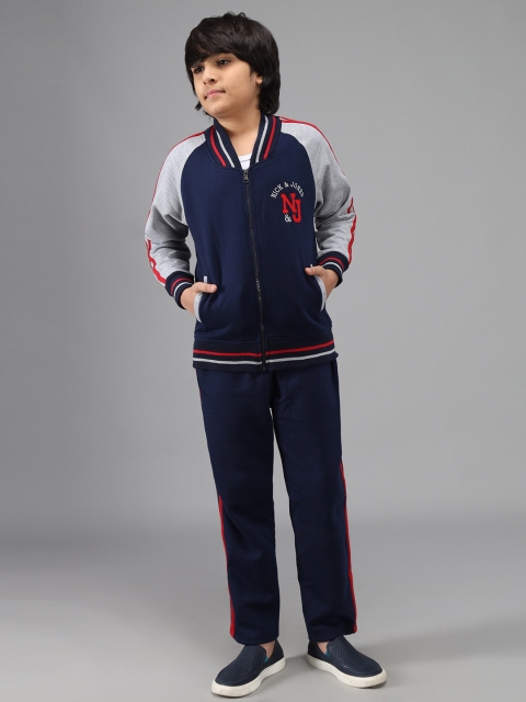 

Nick and Jones Boys Navy Blue Solid Tracksuit