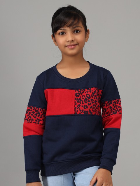 

Nick and Jones Girls Navy Blue & Red Leopard Printed Sweatshirt