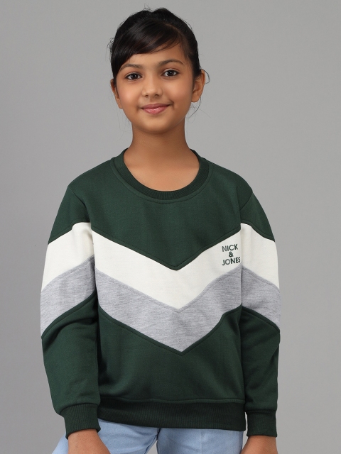 

Nick and Jones Girls Olive Green & White Striped Sweatshirt