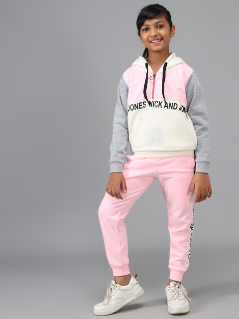 

Nick and Jones Girls Pink & White Colourblocked Tracksuit