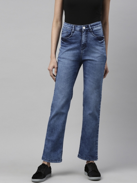 

ZHEIA Women Blue High-Rise Heavy Fade Stretchable Jeans