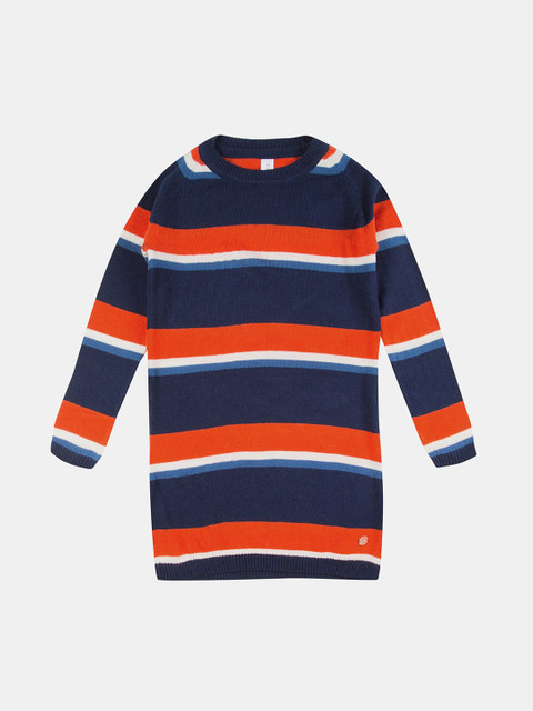 

U S Polo Assn Girls Blue & Red Striped Sweater Dress