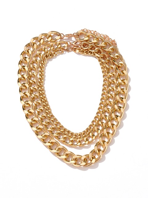 

URBANIC Women Set of 3 Gold-Toned Link Chain Necklaces