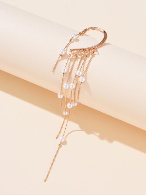 

URBANIC Gold-Toned & Off-White Beaded Ear Cuff