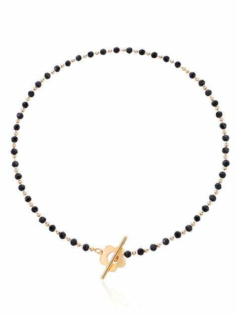 

URBANIC Black & Gold-Toned Beaded Choker Necklace