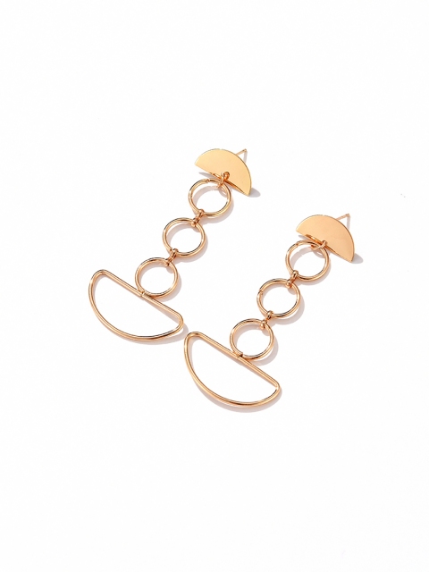 

URBANIC Gold-Toned Geometric Drop Earrings