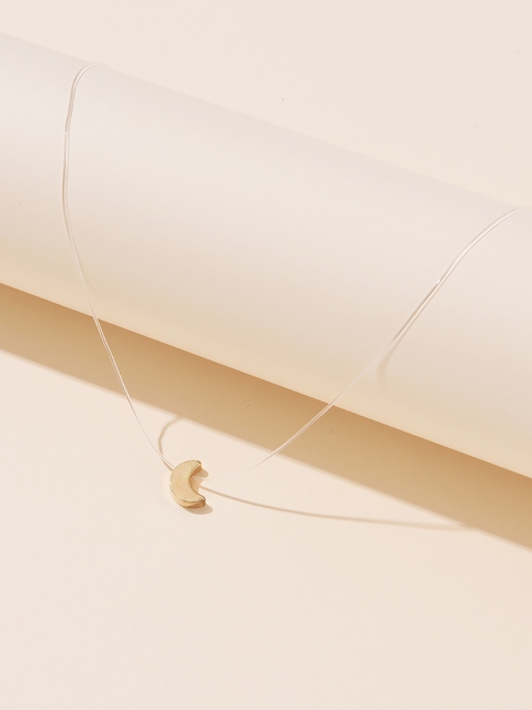 

URBANIC Gold-Toned & Transparent Crescent Moon Necklace